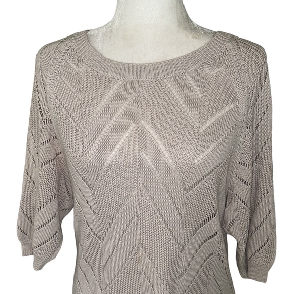 Trina Turk Beige Pointelle Knit Chevron Sweater - S - Picture 3 of 13